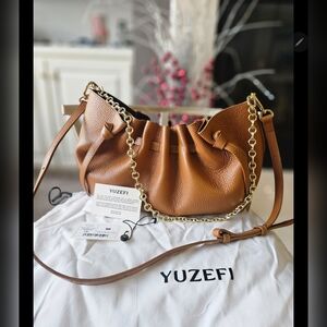 EuC YUZEFI Scallop Scallop BAG Pebble Grained Cinnamon With Tags
